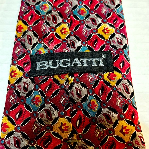 Bugatti designer 100% silk necktie, pattern logo - Picture 3 of 5